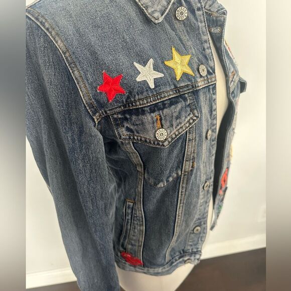 Sunset + Spring Patched Denim Jacket-Womens Size Small - Picture 4 of 13